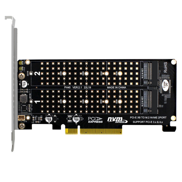 PCIe4.0 x8转2 x M.2(Key-M)扩展卡