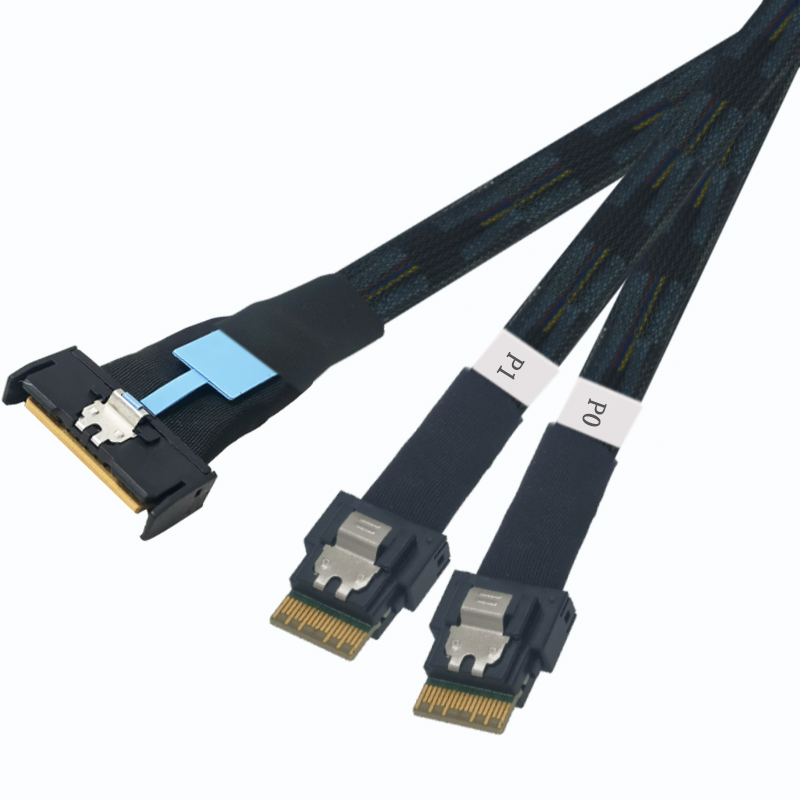 MCIO X8 转 2*SlimSAS(SFF-8654)X4数据线 公对公